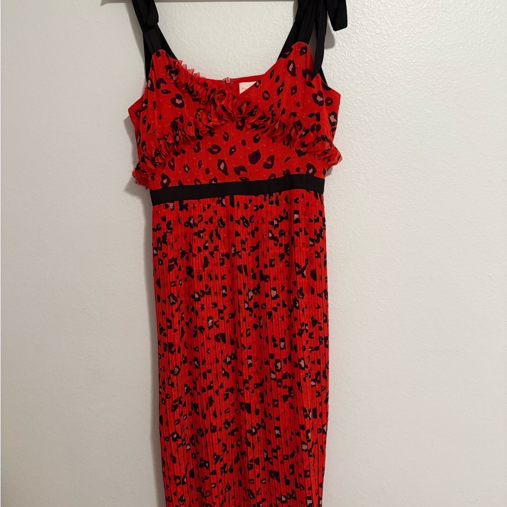Red Dress with Black Leopard Print